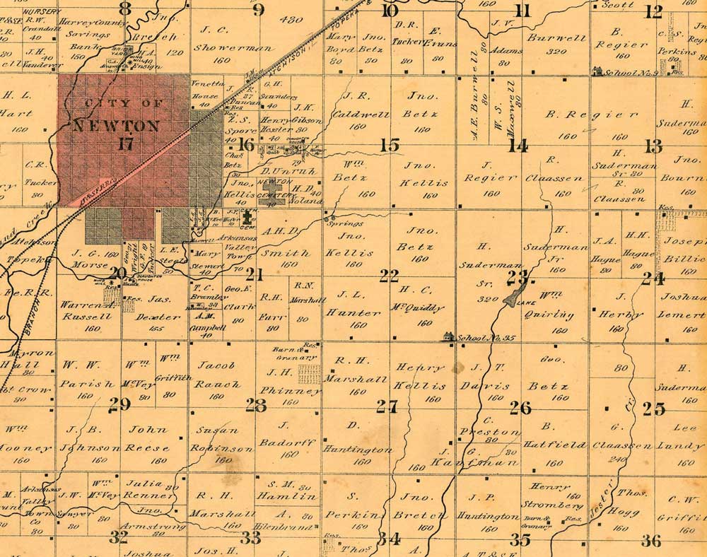 detail, Newton Township map, 1882