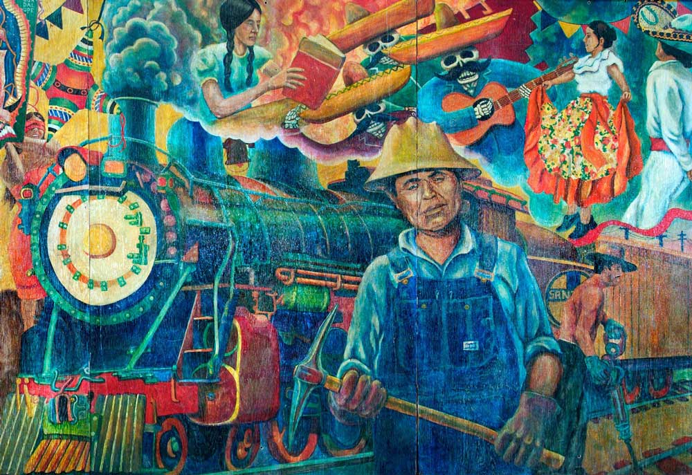 Detail of La Vida Buena-La Vida Mexicana mural 